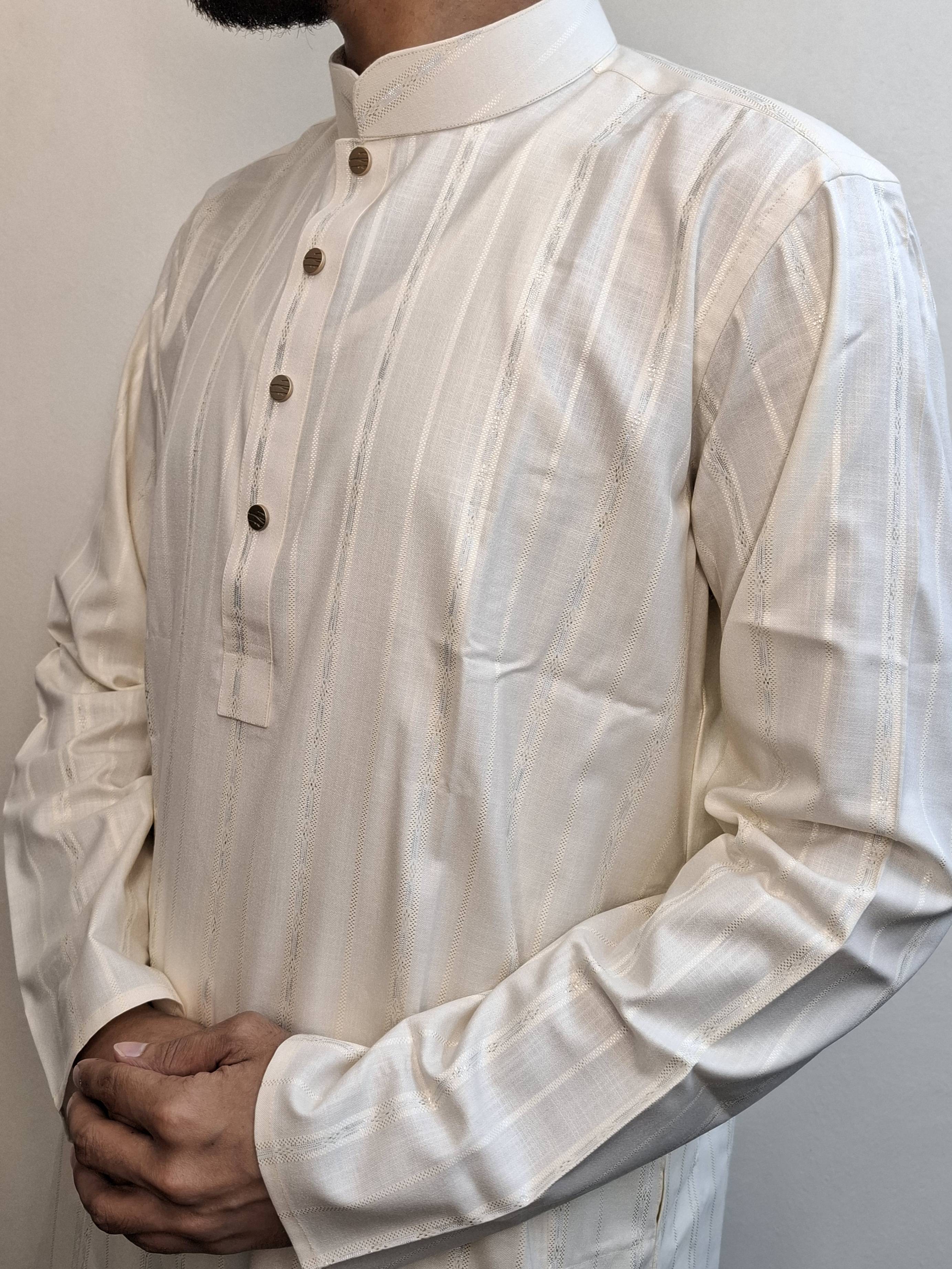 Men's Elegance Indian Fabric Off White Panjabi