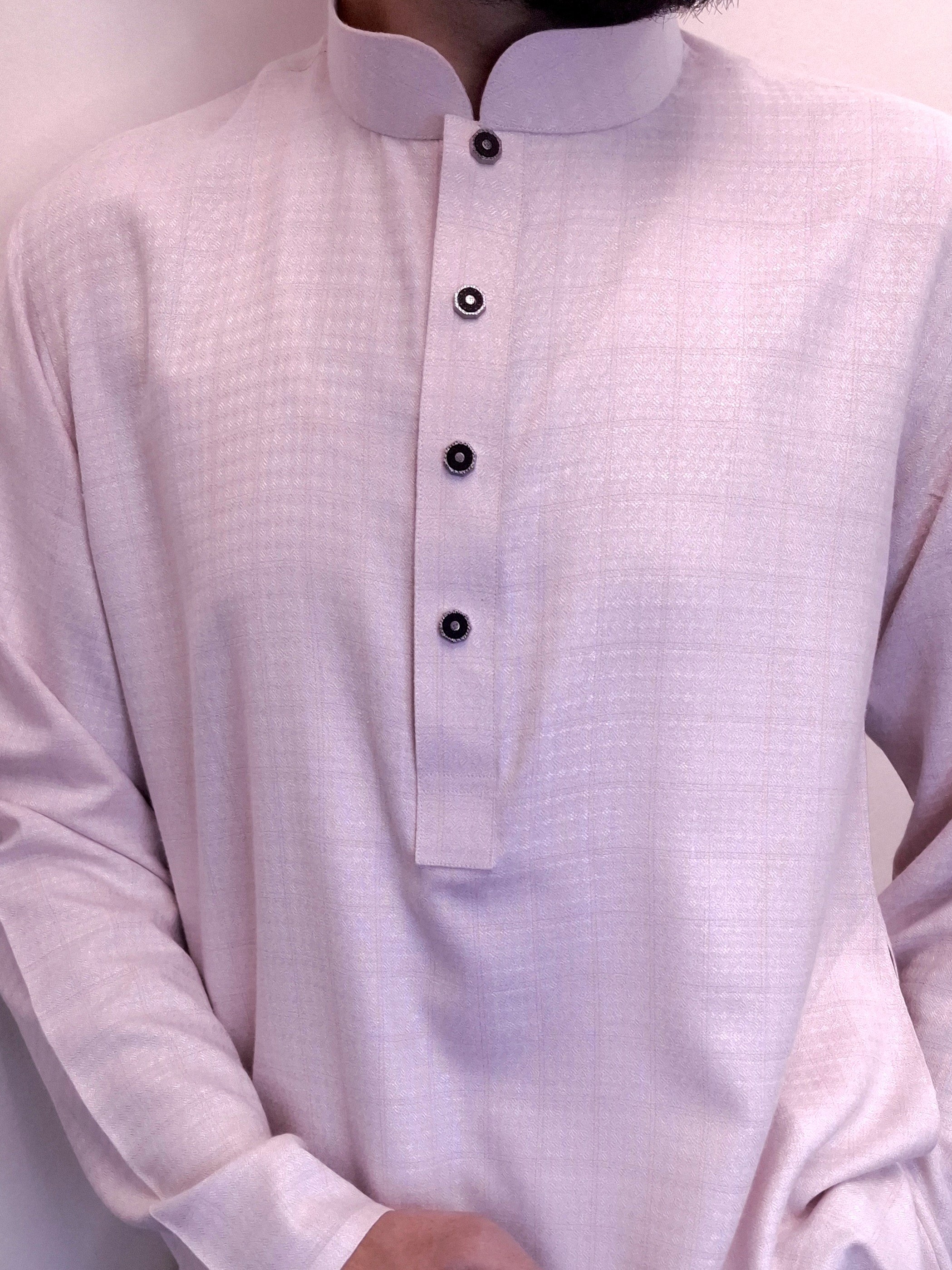 Men's Elegance Indian Fabric Soft Rose Pink Panjabi
